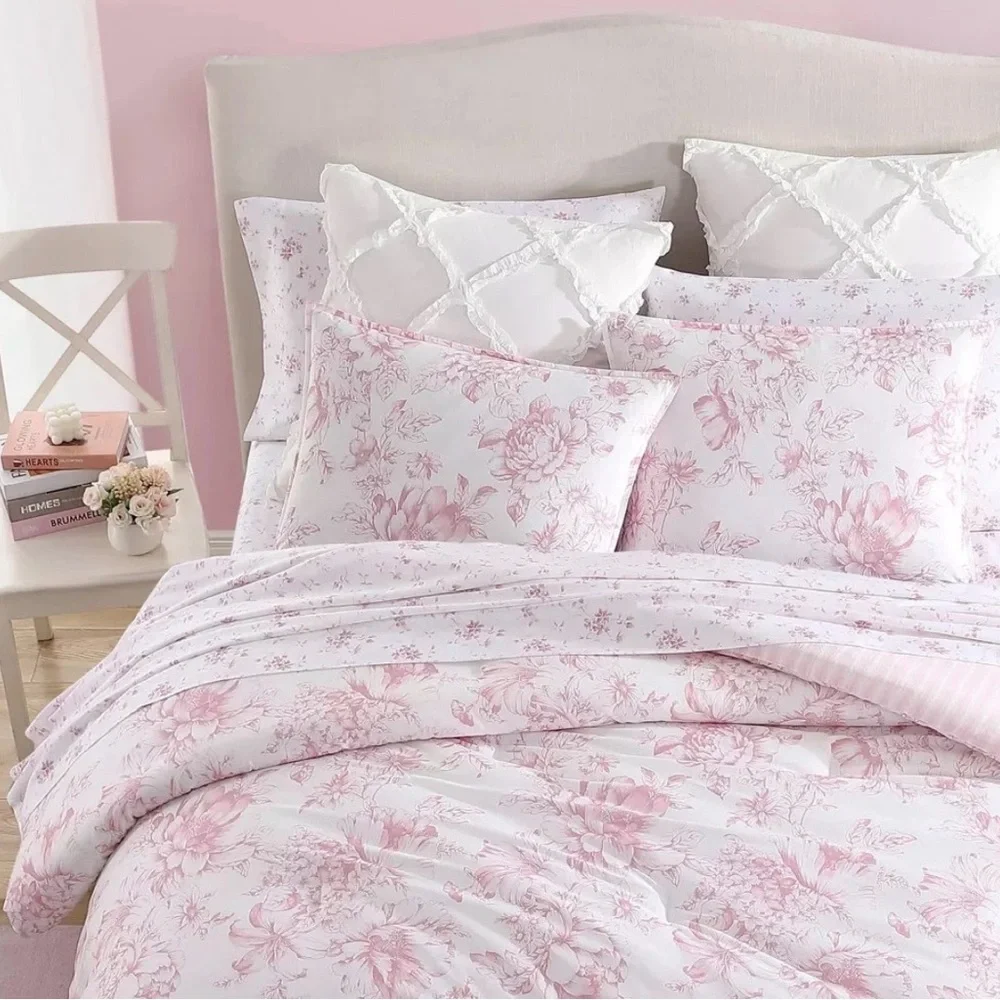 Coquette Floral Pink King of Comforter Set ~ Laura Ashley